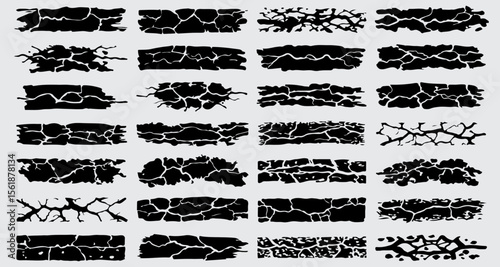 Texture Set with Cracks: A selection of artistic textures displaying the raw beauty of natural cracks, offering unique patterns and designs.