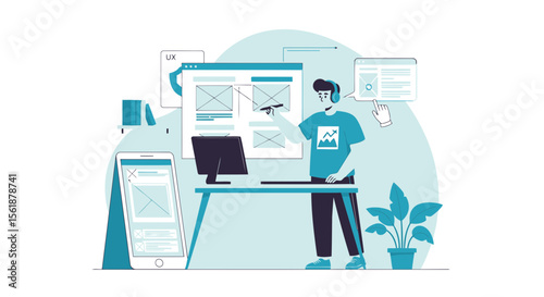 Creative Designer Working On Application Interface Design For Multiple Devices