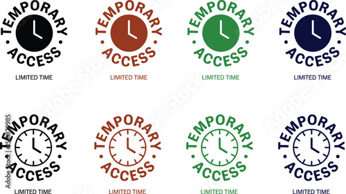 Temporary access limited time vector icons set for restricted entry pass