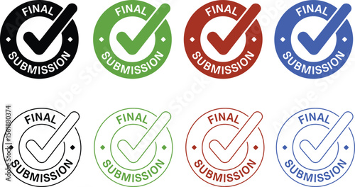 Final submission complete vector icon set for approval confirmation design