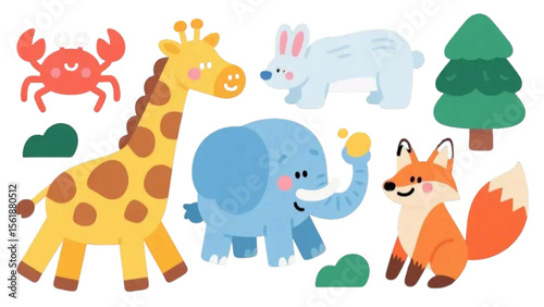 set of cartoon animals
