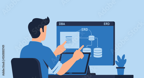Database Administrator Developing Entity Relationship Diagram On Computer Screen