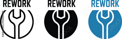 Rework icon vector set for business repair service and maintenance company logo