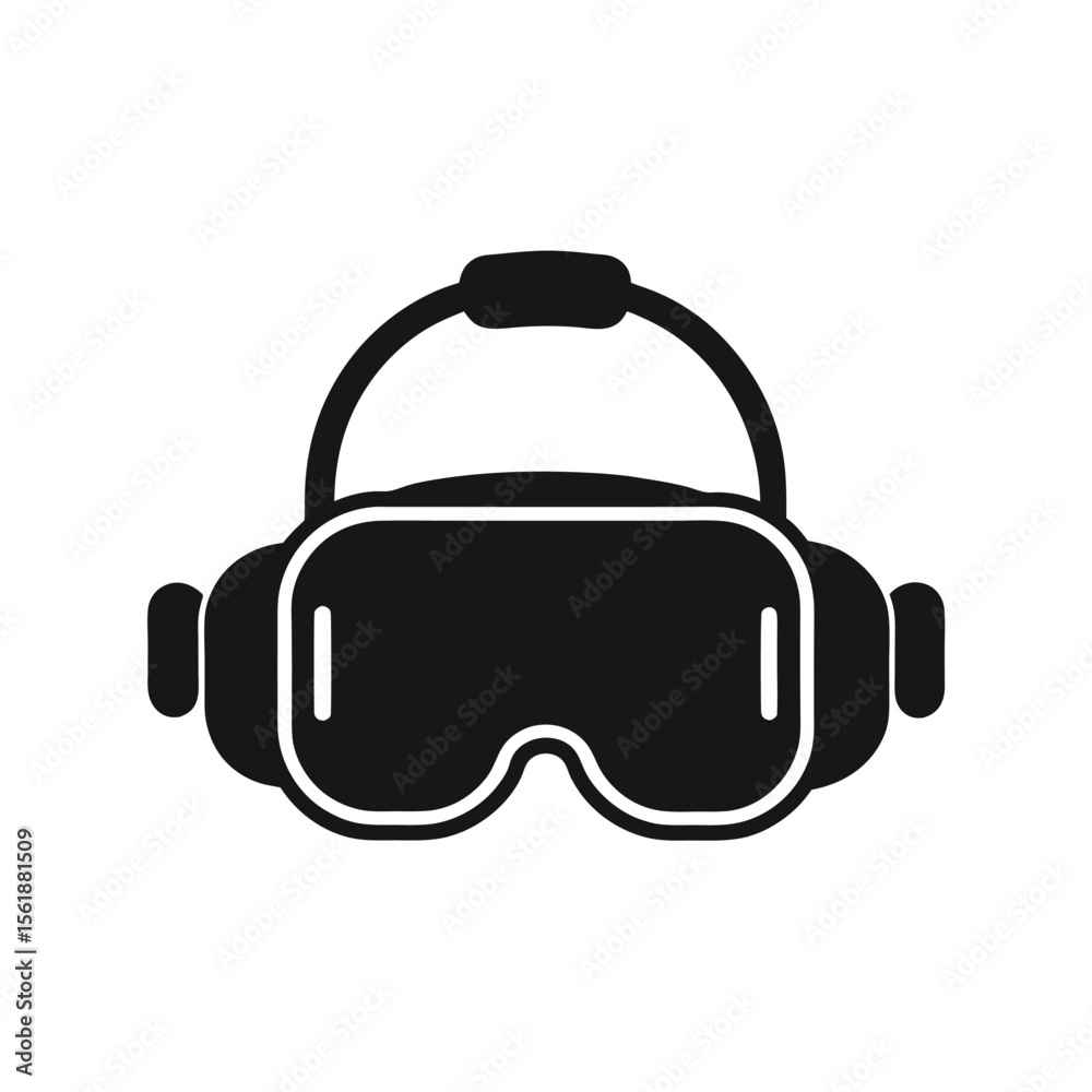 VR Headset Icon, Black and White Minimalist Vector Representing Virtual Reality, Futuristic Technology, Digital Interfaces, and Gaming VR Headset Icon, Black and White Minimalist Vector Representing Virtual Reality, Futuristic Technology, Digital Interfaces, and Gaming