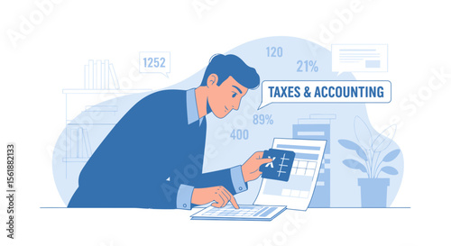 Financial Consultant Analyzing Taxes Data For Business Growth And Planning