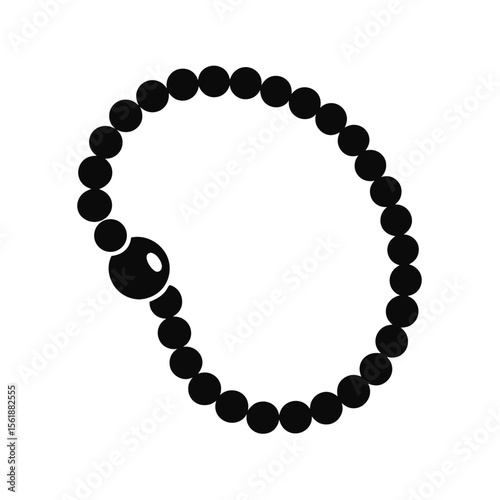 Elegant Black and White Beaded Bracelet Icon, Minimalist Vector for Website Design, App Icon, and Sophisticated Branding with Timeless Style