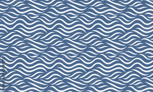 Seamless Nautical Wave Pattern in Blue and White