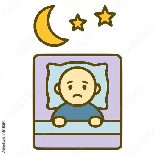 person with insomnia flat color vector illustration template design