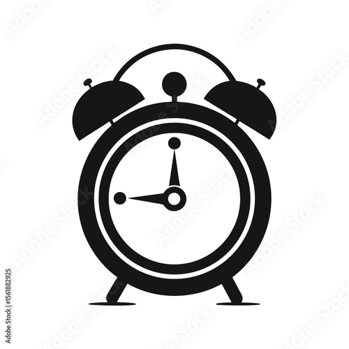 Alarm Clock Icon, Simple Black and White Vector for Time Management, Business Productivity, Scheduling, and Deadline Reminders