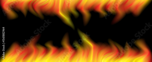 Realistic Fire Flames on Transparent Background. vector illustration