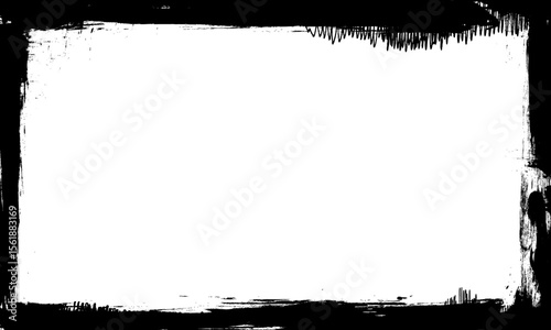 black ink brush painting blank space frame border picture artistic