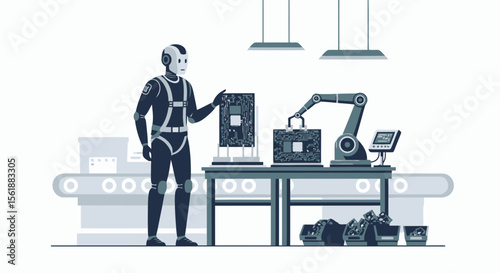 Future Innovation A Robot And Automated Arm Work On Circuit Boards