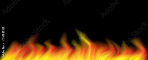 Realistic Fire Flames on Transparent Background. vector EPS 10