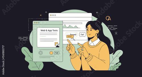 Application Testing Process With Confident Woman Approving Web And App Tests
