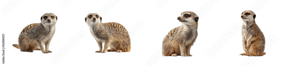 Fototapeta premium Meerkats observing their surroundings natural habitat wildlife desert environment animal behavior cut out set png