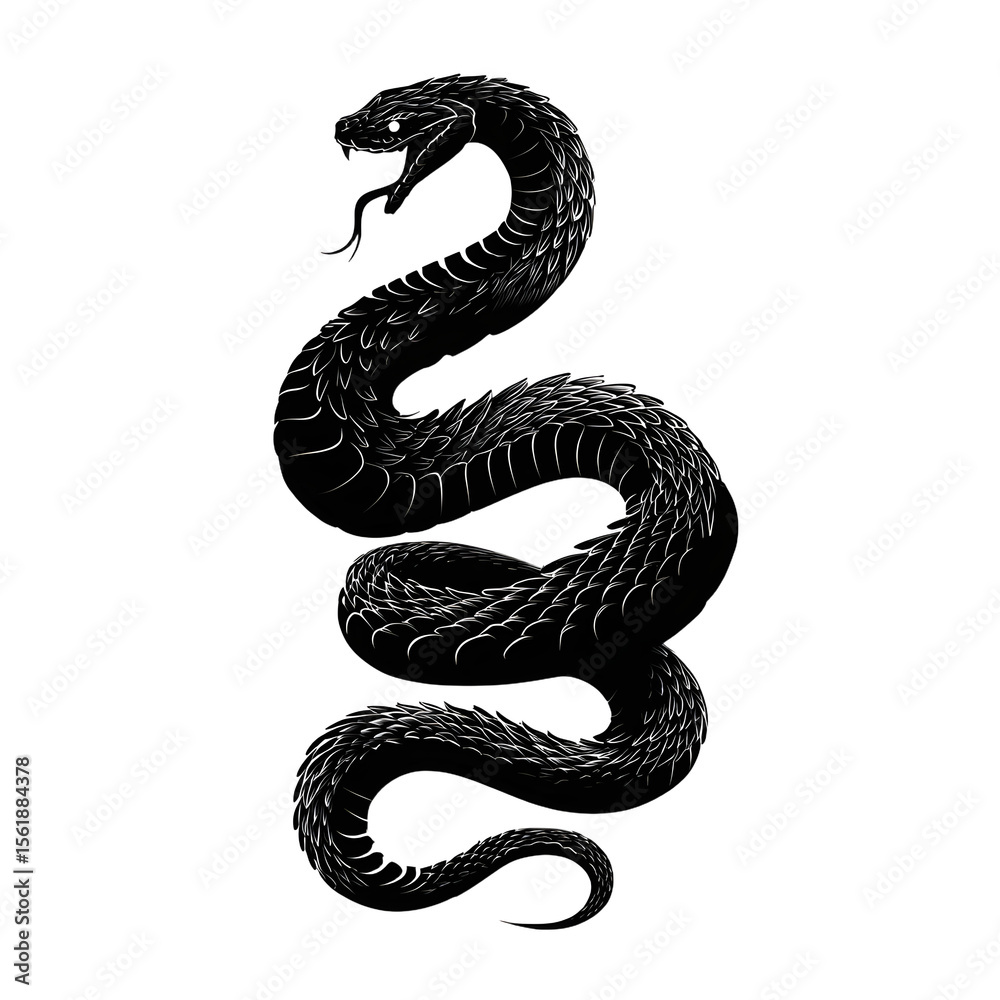 Obraz premium Snake graphic icon. Snake black silhouette isolated on white background. Vector illustration