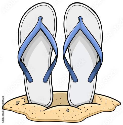Pair of flip flips in sand