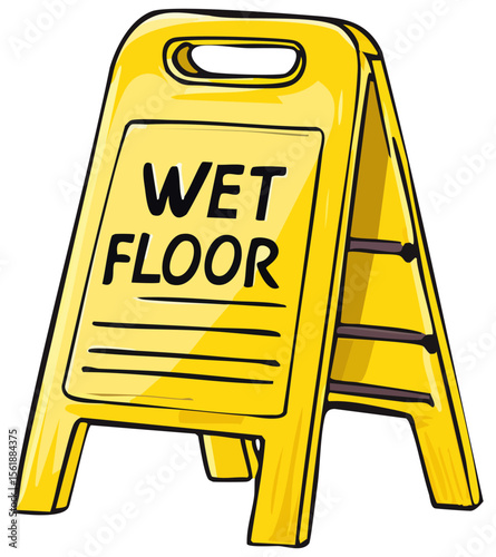 Yellow caution wet floor sign