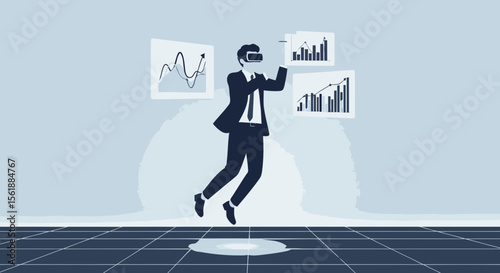 Businessman Analyzing Financial Data In Virtual Reality For Strategic Decision Making