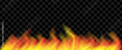 Realistic Fire Flames on Transparent Background
