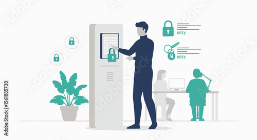 Modern Access Control System With Secure Digital Lock Integration Illustration