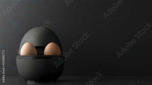 Modern Electric Egg Cooker with Ample Space on Dark Background for Product Branding, Advertising, or Marketing Display Design