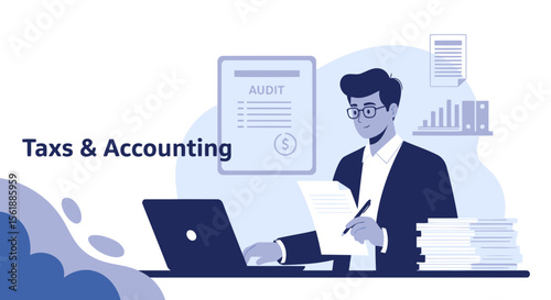 Professional Accountant Working On Taxes And Financial Auditing Concept