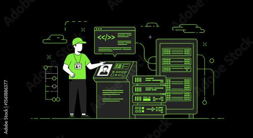 Cybersecurity Technician Manages Data Servers And Verifies Authentication At Terminal