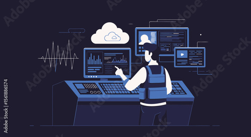 Data Analyst Manages Server Room with Cloud Technology and Monitors Information