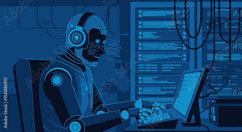 Robotic Automation Engineer Working On Network Infrastructure Artificial Intelligence