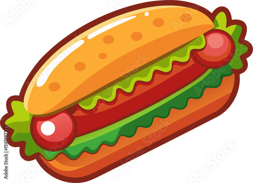 fast food illustration Meatball Sub
