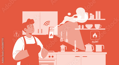 Smart Home Fire Safety System Warns Homeowner About Potential Kitchen Fire