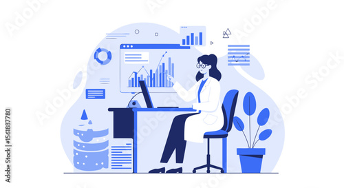 Scientist Analyzing Data In Laboratory For Medical Research And Scientific Discovery