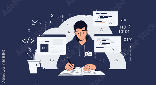 Student Coding Development Learning Software Programs And Data Science Concept