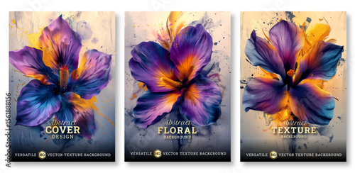Floral art Wedding invitation template design, Abstract colorful floral art cover design, versatile vector background, brochure template, Luxury invitation card background, abstract background