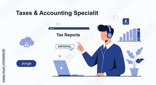 Tax Specialist Assisting Clients Online With Professional Advice Illustration