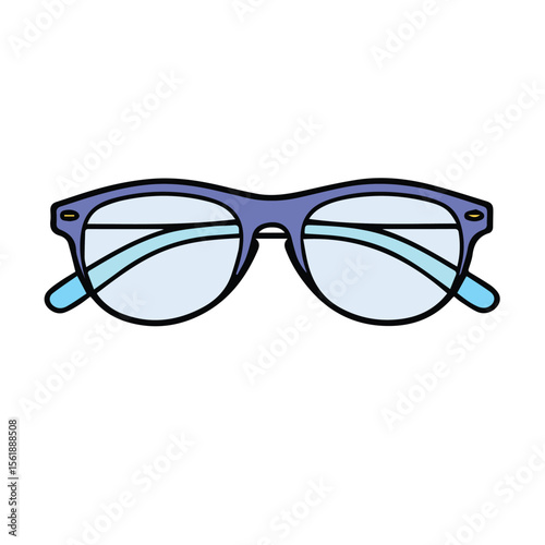 Stylish eyeglasses in a modern, simple design. Pair of eyeglasses displayed against a plain white background. Generic eyeglasses for a wide range of uses -