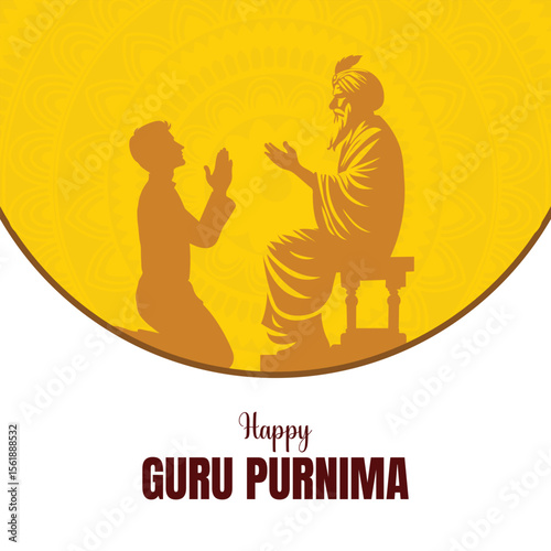 Creative vector illustration for Guru Purnima, the day of honoring and celebrating spiritual teachers with devotion and gratitude. Perfect for festive greeting designs.