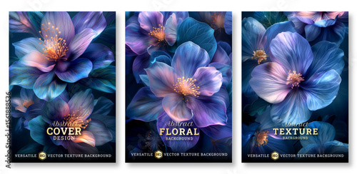 Luxury blue floral art business brochure template, Abstract flyer template, wedding invitation template, universal background, versatile vector background, creative brochure template, invitation