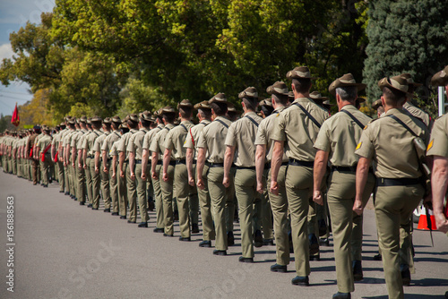 Australian soldiers marching down the road in freedom of entry parade