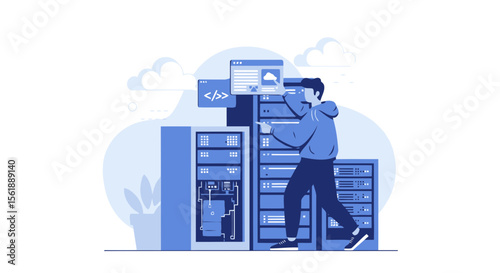 System Administrator Manages Data Servers And Cloud Technology For Business