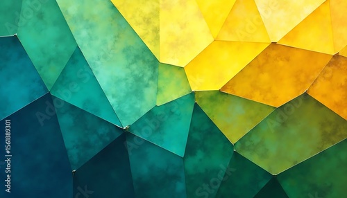 Abstract geometric pattern with teal green and yellow gradient colors