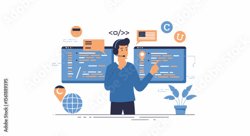 Global Technical Support: International Software Developer Helping Remote Code Debugging