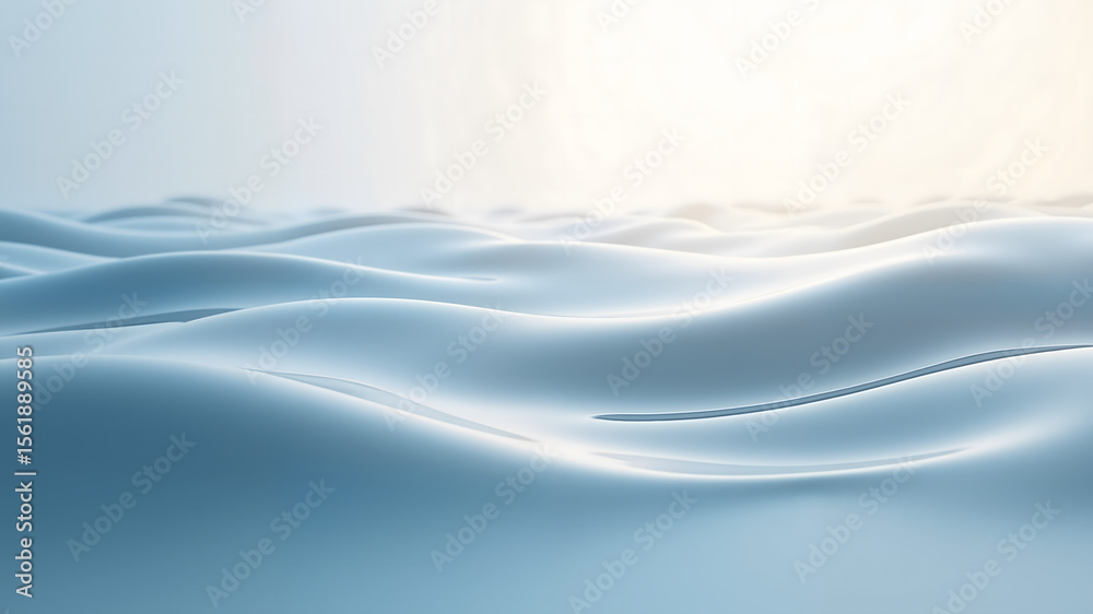 Obraz premium Translucent waves of liquid flow gracefully under soft light highlighting their smooth contours in a serene setting 