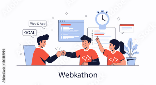 Innovative Web Development Team Participating In Collaborative Online Hackathon