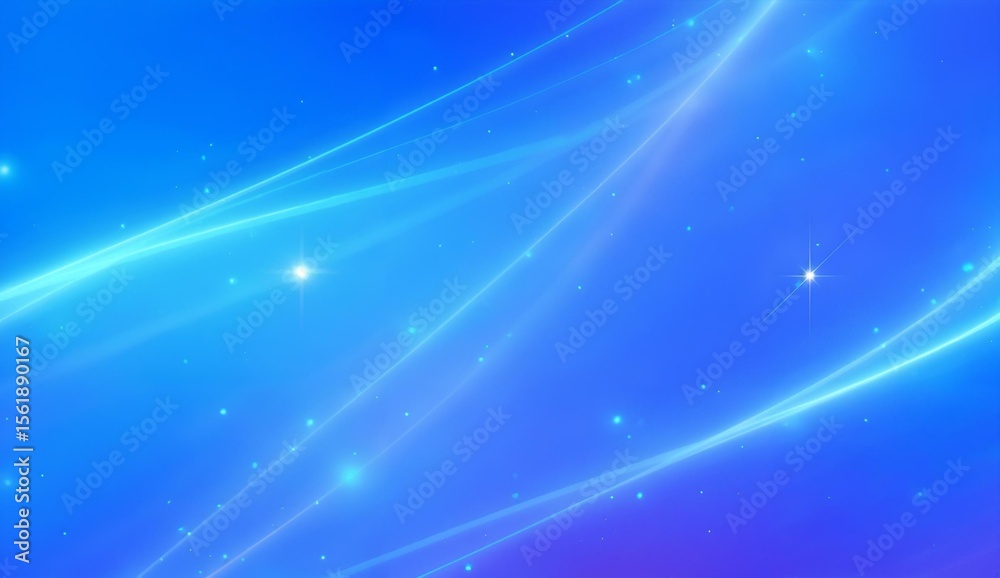 Fototapeta premium Abstract Blue Space with Glowing Lines and Stars