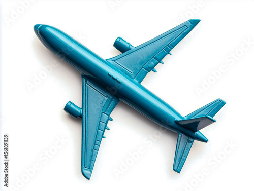 A vibrant blue airplane model, perfect for showcasing travel or transportation concepts