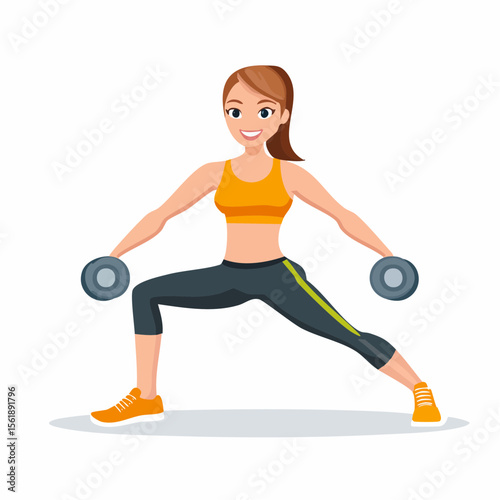 Woman Performing a Functional Fitness Exercise with Dumbbells