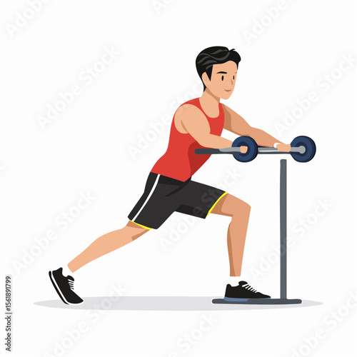 Man Performing Functional Training Exercise with Barbell