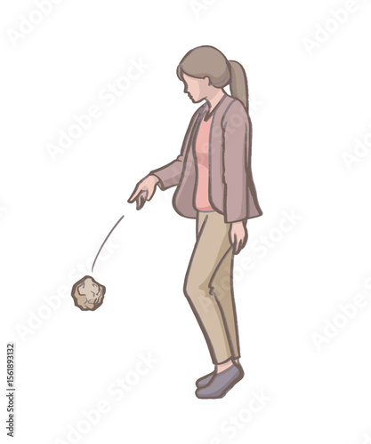 Eco-friendly_The woman throwing(dumping) away her trash on the street